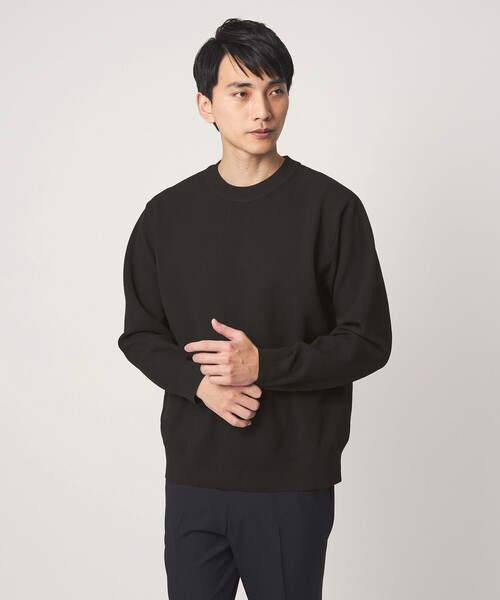 セール】A+ ポリエステル タック モックネック 長袖 ニット