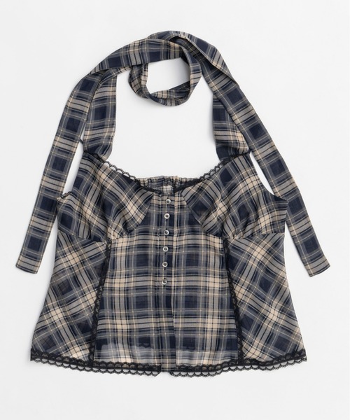 r*a様 MAISON SPECIAL チェックホルターペプラムシアートップス MAISON