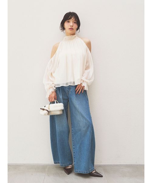 セール】【WEB限定カラー】ドレープボウタイシフォンブラウス（シャツ