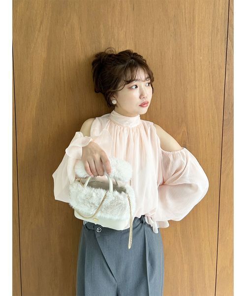 セール】【WEB限定カラー】ドレープボウタイシフォンブラウス（シャツ