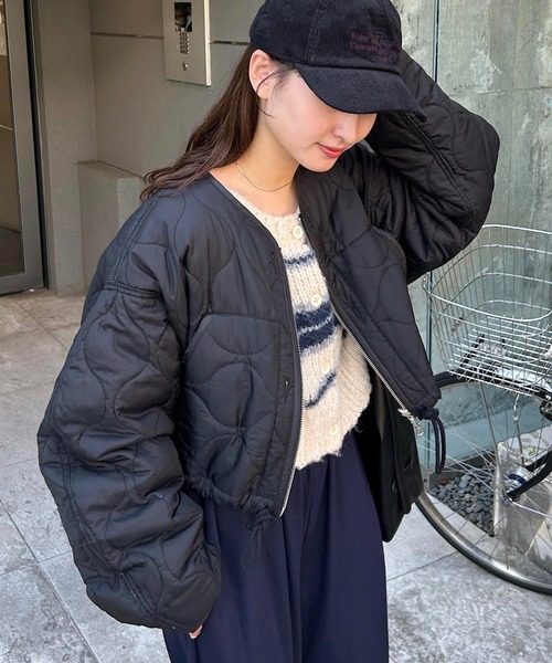 セール】【リバーシブル】キルティングショートジャケット（ブルゾン