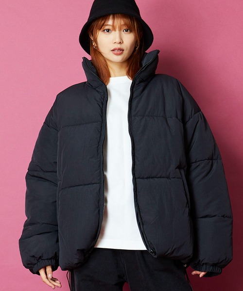 セール】ボリュームハイネック撥水ナイロンエコダウンジャケット
