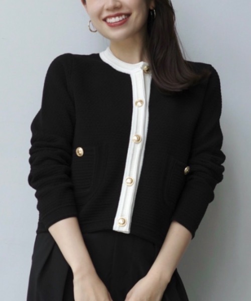 ZOZO限定カラー】ノーカラーラーベンニットジャケット（ノーカラー