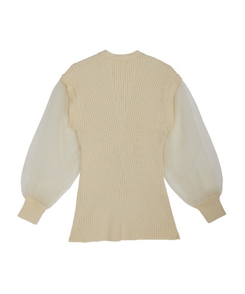 セール】SHEER SLEEVE WAVE KNIT CARDIGAN（カーディガン/ボレロ