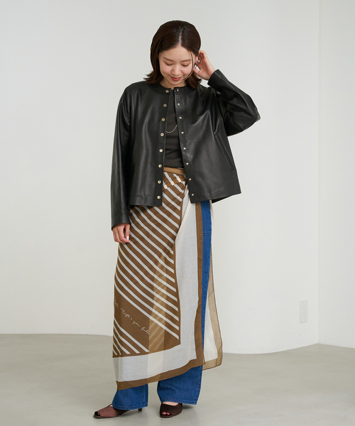 IENA（イエナ）の「シープクルーネックブルゾン（ライダースジャケット