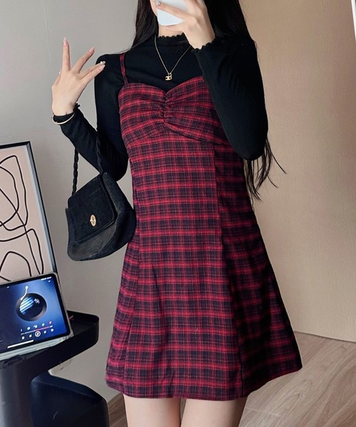 SpRay（スプレイ）の「チェックキャミミニワンピース（ワンピース