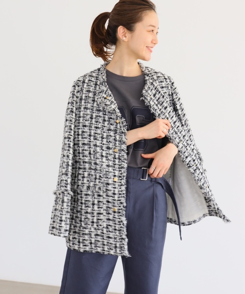IENA（イエナ）の「Marin Tweed ジャケット.S（ノーカラージャケット