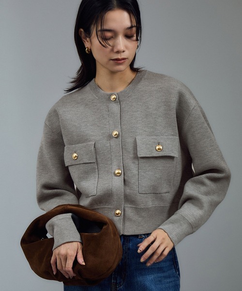 セール】スウェットライクメタルボタンカーディガン 2 / 新色追加