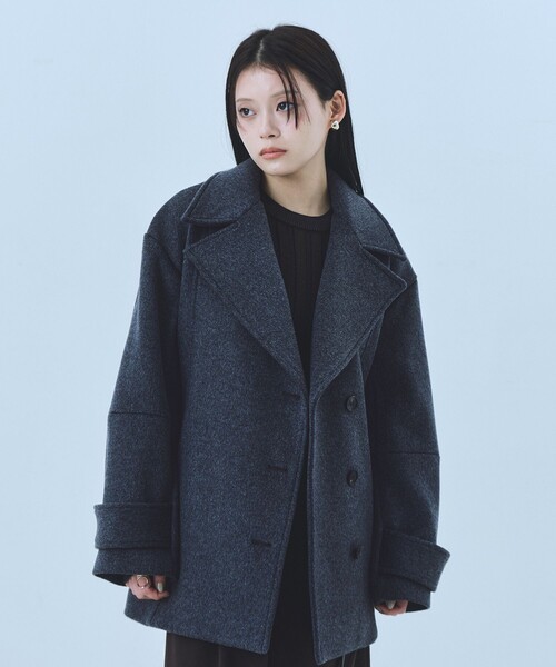 再入荷なし！】SUPER140ラペルショートコート｜ウール/保温/冬服