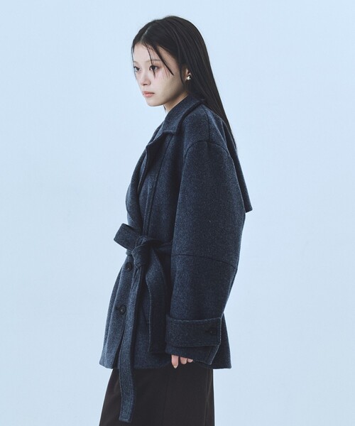 再入荷なし！】SUPER140ラペルショートコート｜ウール/保温/冬服