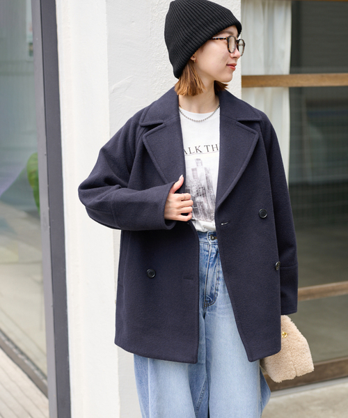 セール】《追加》尾州ウールスーパー100モッサPコート（ピーコート