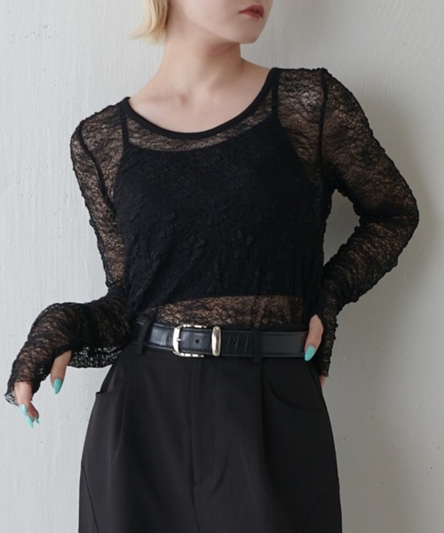 セール】レースロングスリーブトップス（Tシャツ/カットソー）｜Lui's