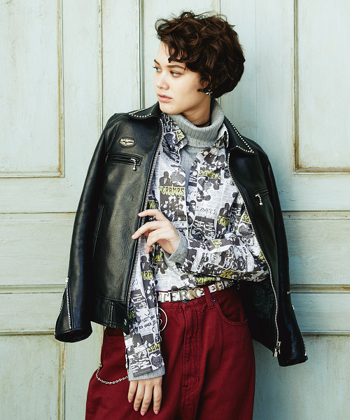 HYSTERIC GLAMOUR シングルライダース風 ジップアップ 長袖 HYSTERIC