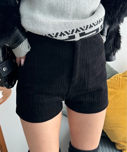 絶対絶対盛れる！韓国風ショートパンツ】モノグラムタイトハイウエスト