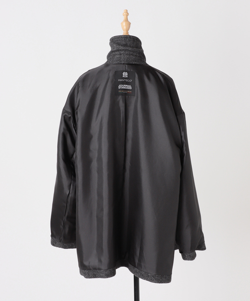 セール】MANTECO ヘリンボン フレアバルカラーコート（ステンカラー