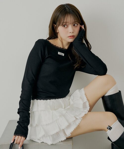 セール】前後2wayレースギャザーロンT（Tシャツ/カットソー）｜Chico