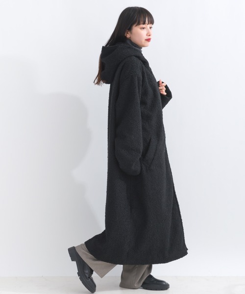 セール】リングフェイクウールフーディーコート（チェスターコート