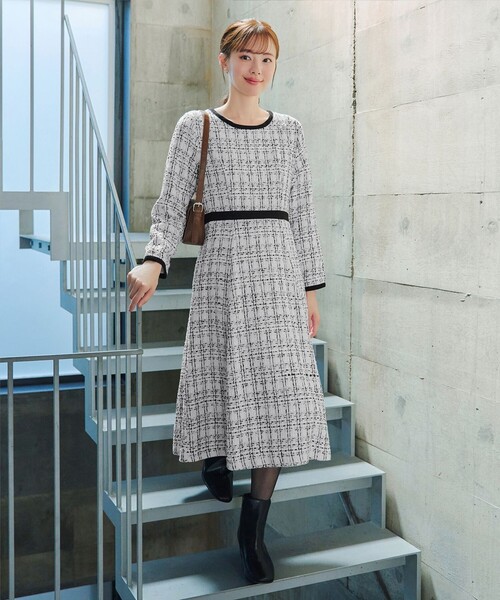 配色ツイードワンピース（ワンピース）｜Tiaclasse（ティアクラッセ