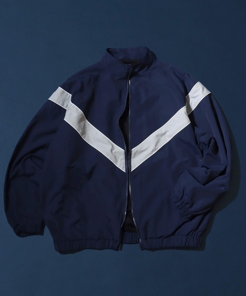 セール】Nylon Fabric V Line Color Switching Military Track Jacket