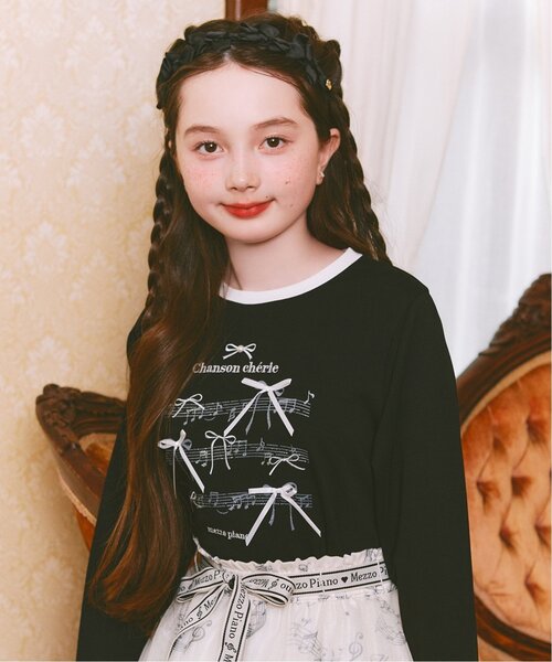 セール】リボン＆音符長袖Tシャツ♪（Tシャツ/カットソー）｜mezzo