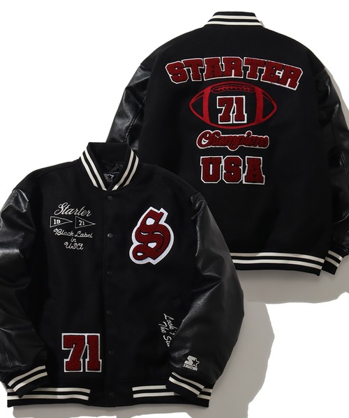 セール】【STARTER /スターター】 袖 PU フェイク メルトン 中綿