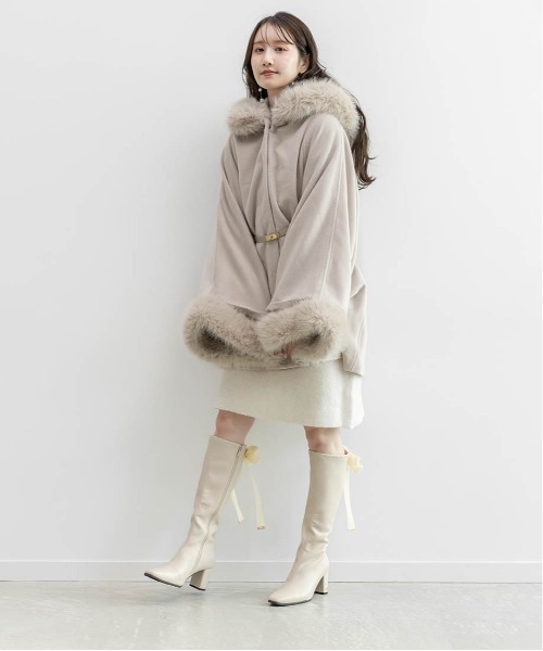 セール】2WAY ファー付きミドルケープコート（ポンチョ）｜RANDA