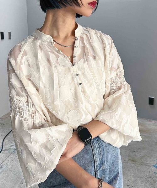 PAGEBOY（ページボーイ）の「ソフトレースジャガードブラウス（シャツ