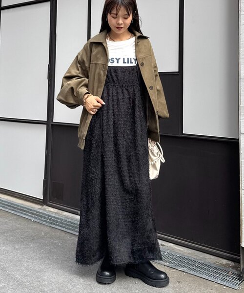 セール】サテンパイピングフェザー2WAYキャミワンピ（ワンピース