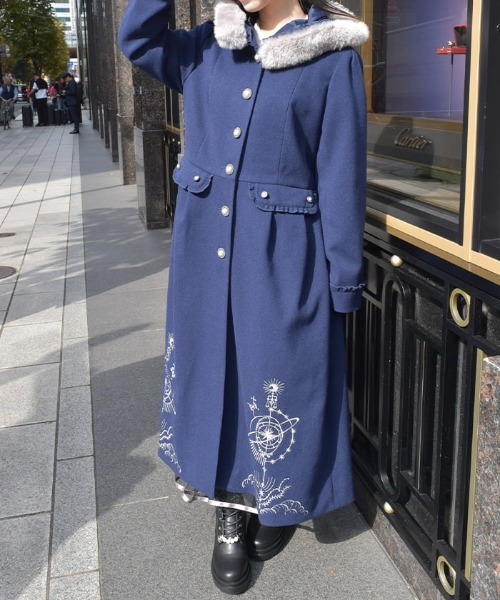 セール】天体刺繍フード付コート（ダッフルコート）｜axes femme