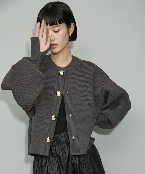 WEB限定】・【サステナブル】BIGボタンニットカーディガン