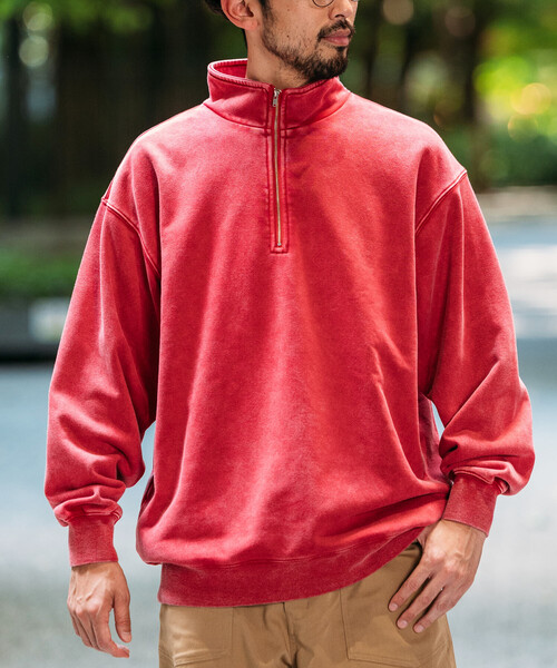 セール】HEAVY WEIGHT HALF ZIP PIGMENT SWT 13oz/ヘビーウェイト