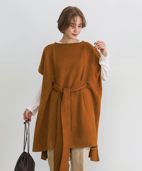 ウエストベルトニットポンチョ（その他トップス）｜select MOCA