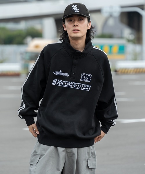 スタンドネックアソートラインスウェット（スウェット）｜kutir