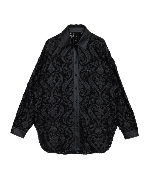 Ameri（アメリ）の「FAKE LEATHER EMBROIDERY SHIRT（シャツ/ブラウス