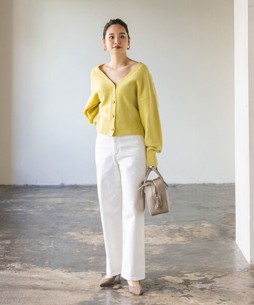 Noble（ノーブル）の「カシミヤ混Vネックパフスリーブカーディガン