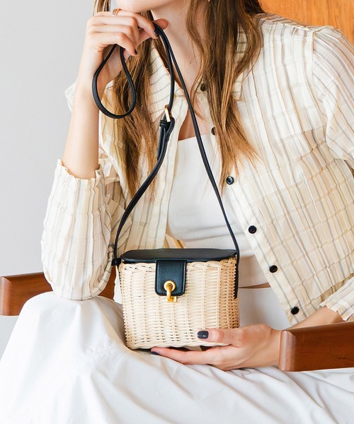 セール】ラタン製 蓋付き ショルダーバッグ（かごバッグ）｜LA MARGE