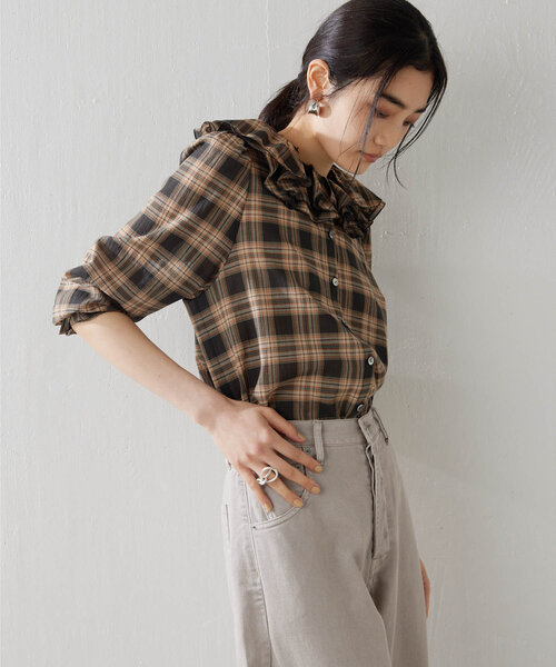 フリルチェックブラウス（シャツ/ブラウス）｜Whim Gazette（ウィム