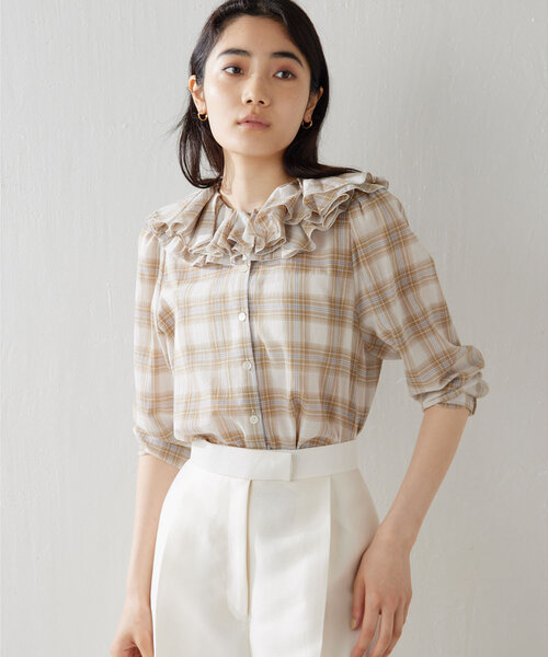 Whim Gazette（ウィムガゼット）の「フリルチェックブラウス（シャツ