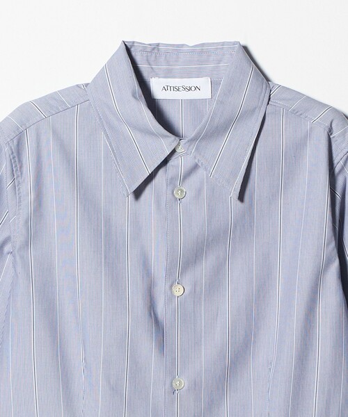 ATTISESSION＞コットン ストライプ スリム シャツ（シャツ/ブラウス