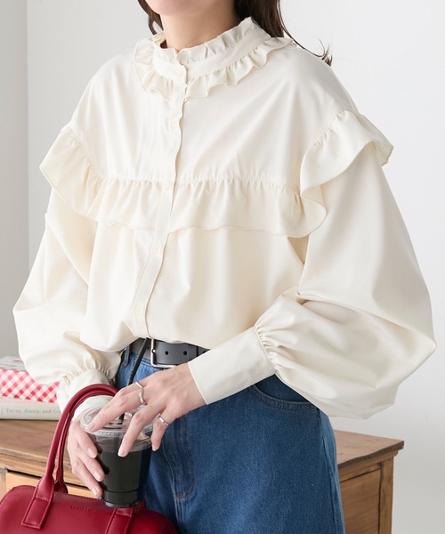 2way ボリュームスリーブ 長袖フリルブラウス（シャツ/ブラウス