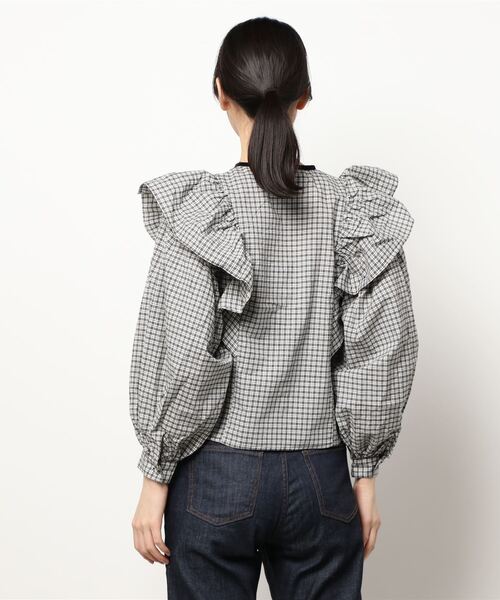 epine（エピヌ）の「velours ribbon frill blouse（シャツ/ブラウス