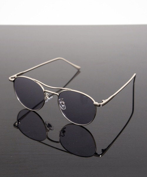 メタルフレーム ツーブリッジ ボストン型 クリアカラーレンズ