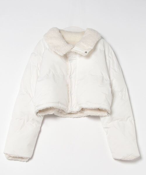 セール】リバーシブルショート丈ブルゾン ボア/無地（ダウンジャケット