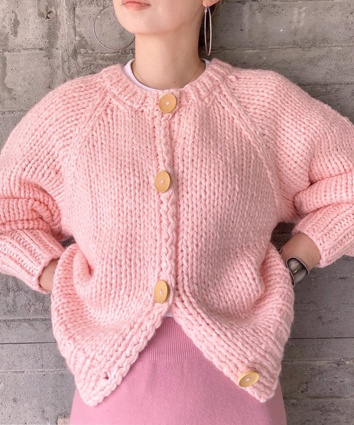 セール】ハンドニットウールブレンドカーディガン（comochi original