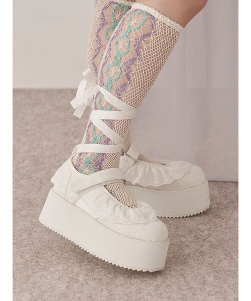 セール】フリルレースアップ厚底スニーカー（スニーカー）｜merry