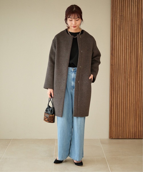 IENA（イエナ）の「ラムウールノーカラーコート（ノーカラーコート