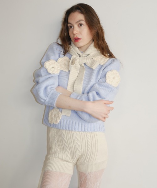 セール】flower puff sleeve knit（ニット/セーター）｜HONEY MI HONEY