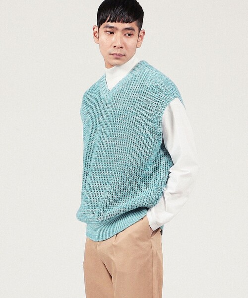 caban（キャバン）の「□CABaN コットンカシミヤワッフルMIX Vネック