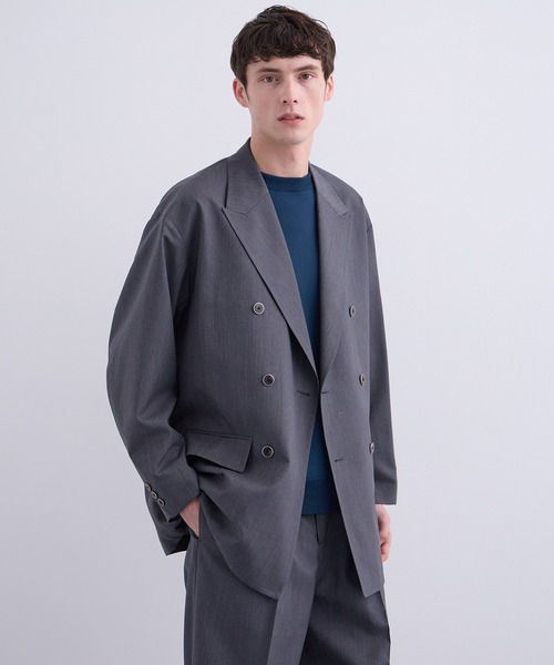 セール】【セットアップ着用可能】モヘアポプリン ダブルブレザー