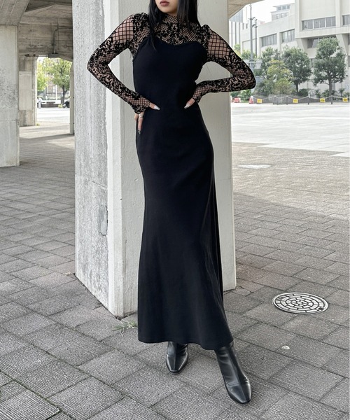 セール】【LVEU.】ハートネックリブマーメイドキャミソールワンピース